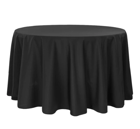 Black 120 inch Tablecloth for 60inch Round Table